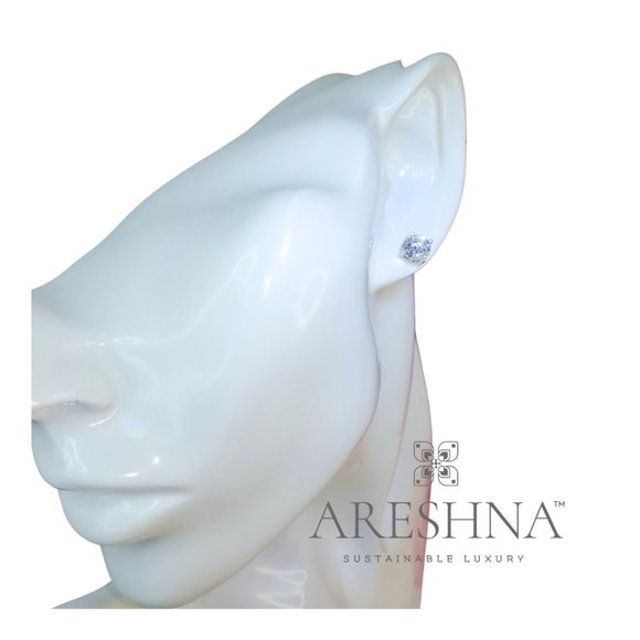 1 Carat Round Cut Lab Created Diamond Stud Earrings Push Back Bridal Earrings - Picture 8 of 11